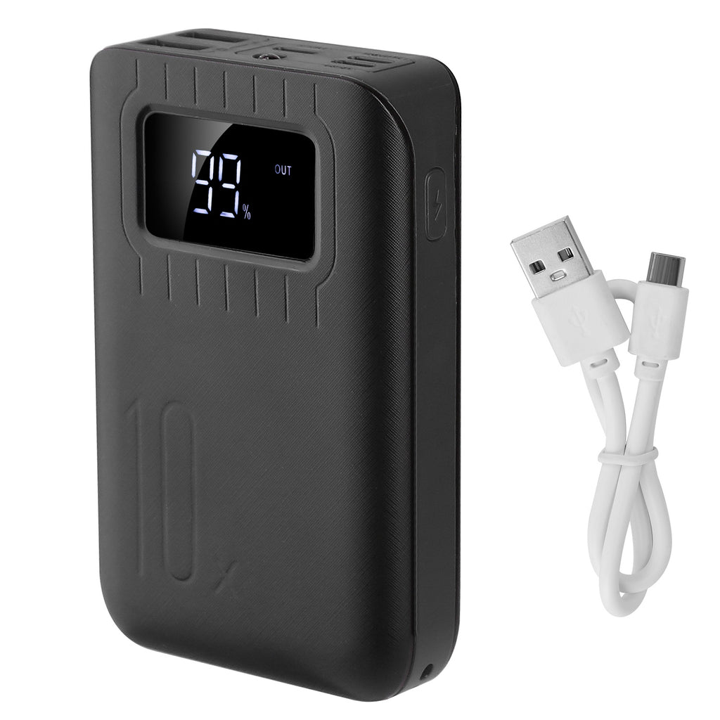 1 Mobile power bank with 10000mAh capacity, smart digital display, and dual charging ports, compact and lightweight design.
