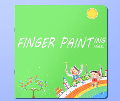 Book cover with 'Finger Painting Angel' text and illustrations on a green background