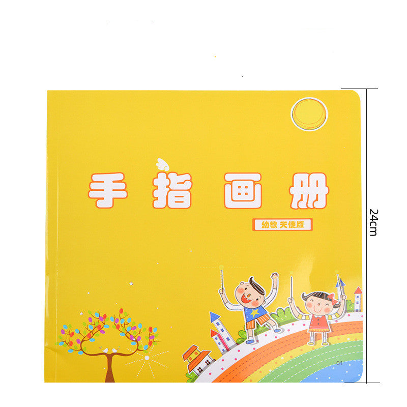 Yellow children's activity book with cartoon illustrations on a white background