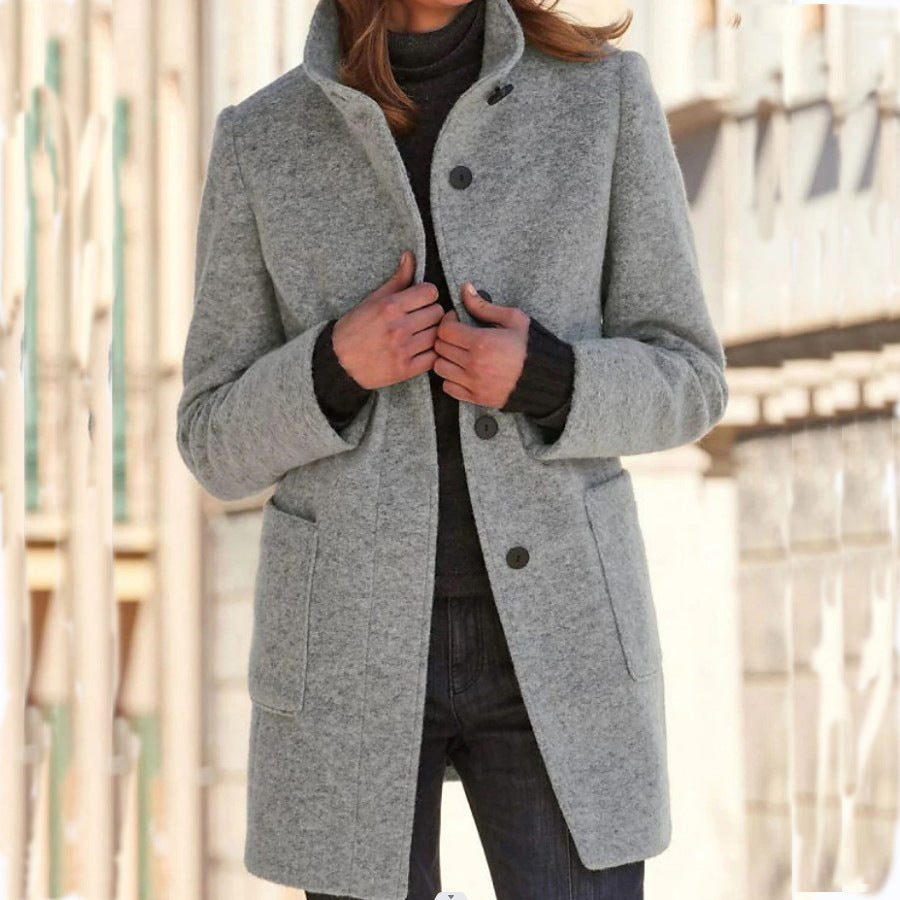 Sovereign Stand-Collar Woolen Coat: The Modern Fall-Winter Essential