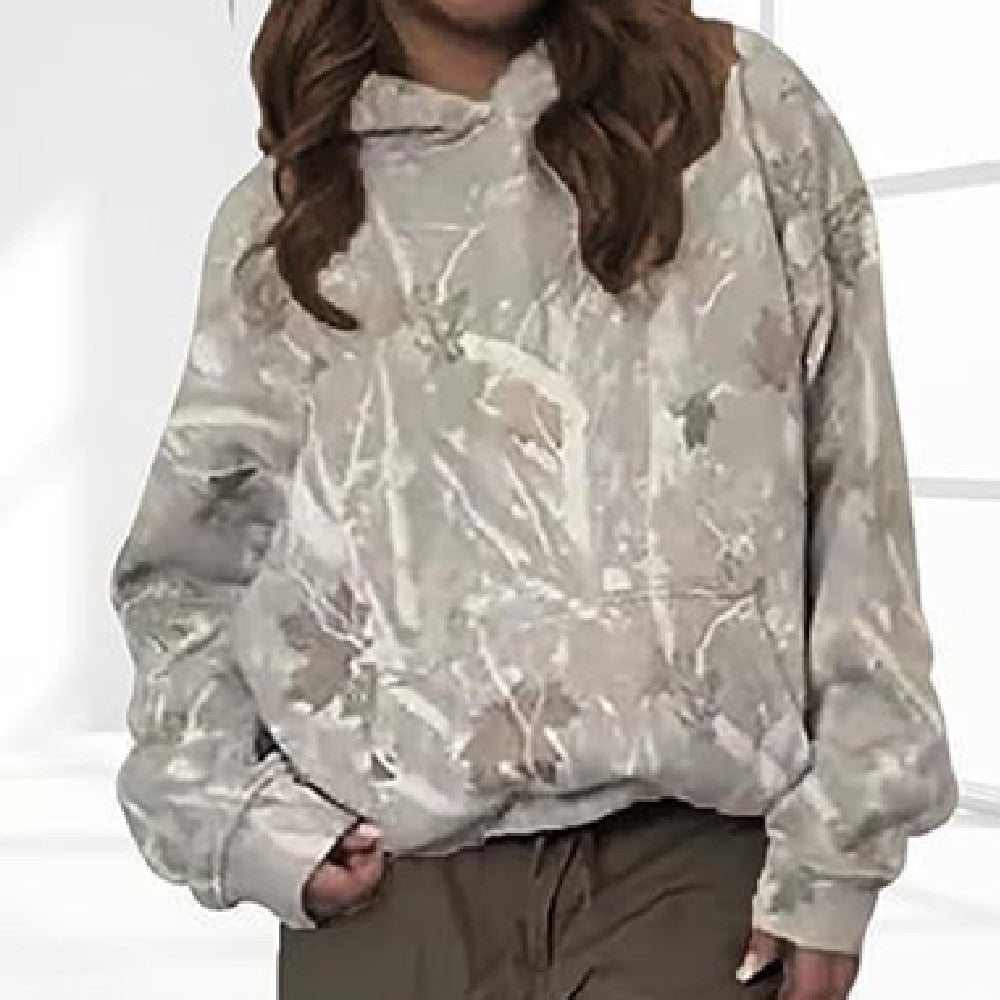 Botanical Lantern-Sleeve Hoodie: Artistic Comfort & Modern Silhouette