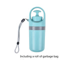 Portable dog scooper with dispenser by 1, showing the compact scoop and built-in waste bag dispenser for easy cleanup.