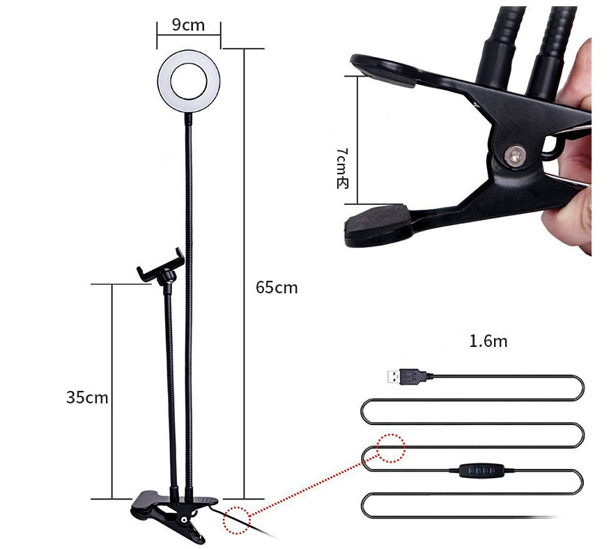 Mobile Pro-Glow LED desktop ring light with 3-in-1 design, ideal for creators, providing bright, even lighting for photos and videos.