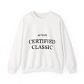 White sweatshirt with '60 Years Certified Classic' text on a white background | US Discount Store