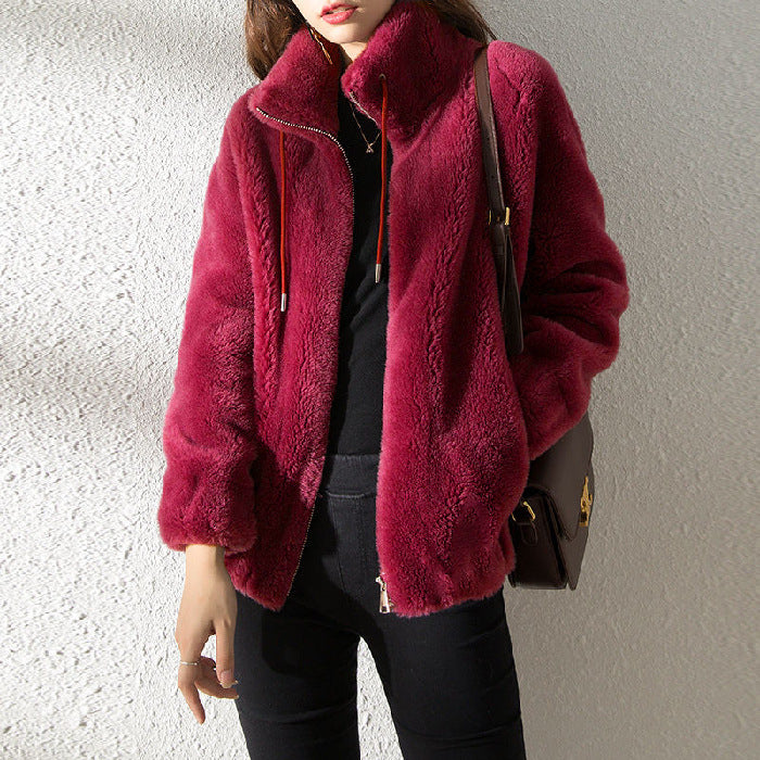 Luxe Double-Faced Fleece Cardigan: The Ultimate High-Neck Thermal Layer