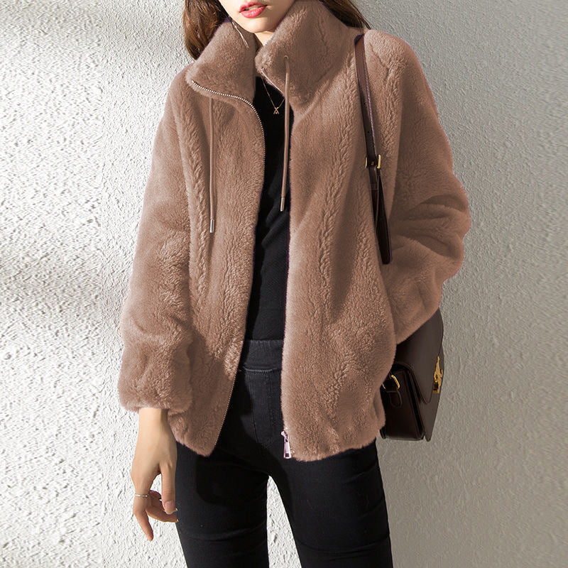 Luxe Double-Faced Fleece Cardigan: The Ultimate High-Neck Thermal Layer