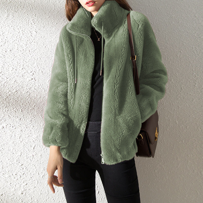 Luxe Double-Faced Fleece Cardigan: The Ultimate High-Neck Thermal Layer