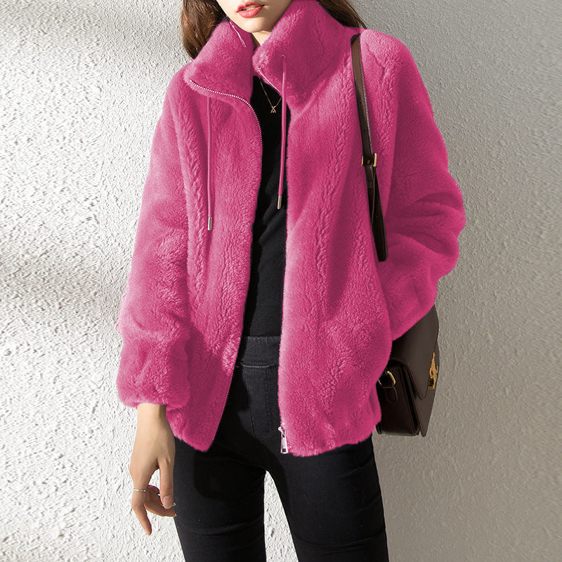 Luxe Double-Faced Fleece Cardigan: The Ultimate High-Neck Thermal Layer