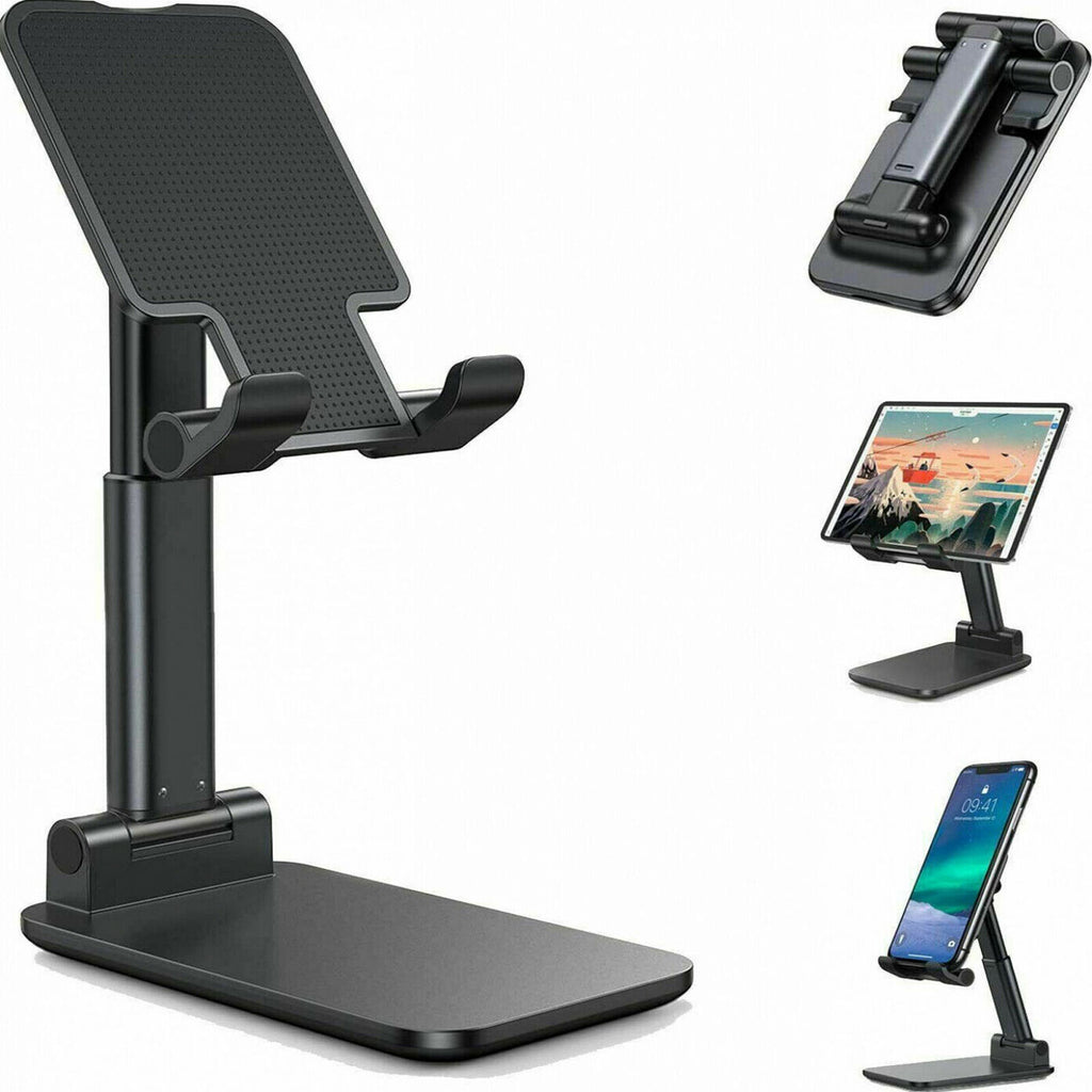 Titanium-grade foldable desktop stand for laptops, ergonomic device mount, lightweight and adjustable for comfortable use.