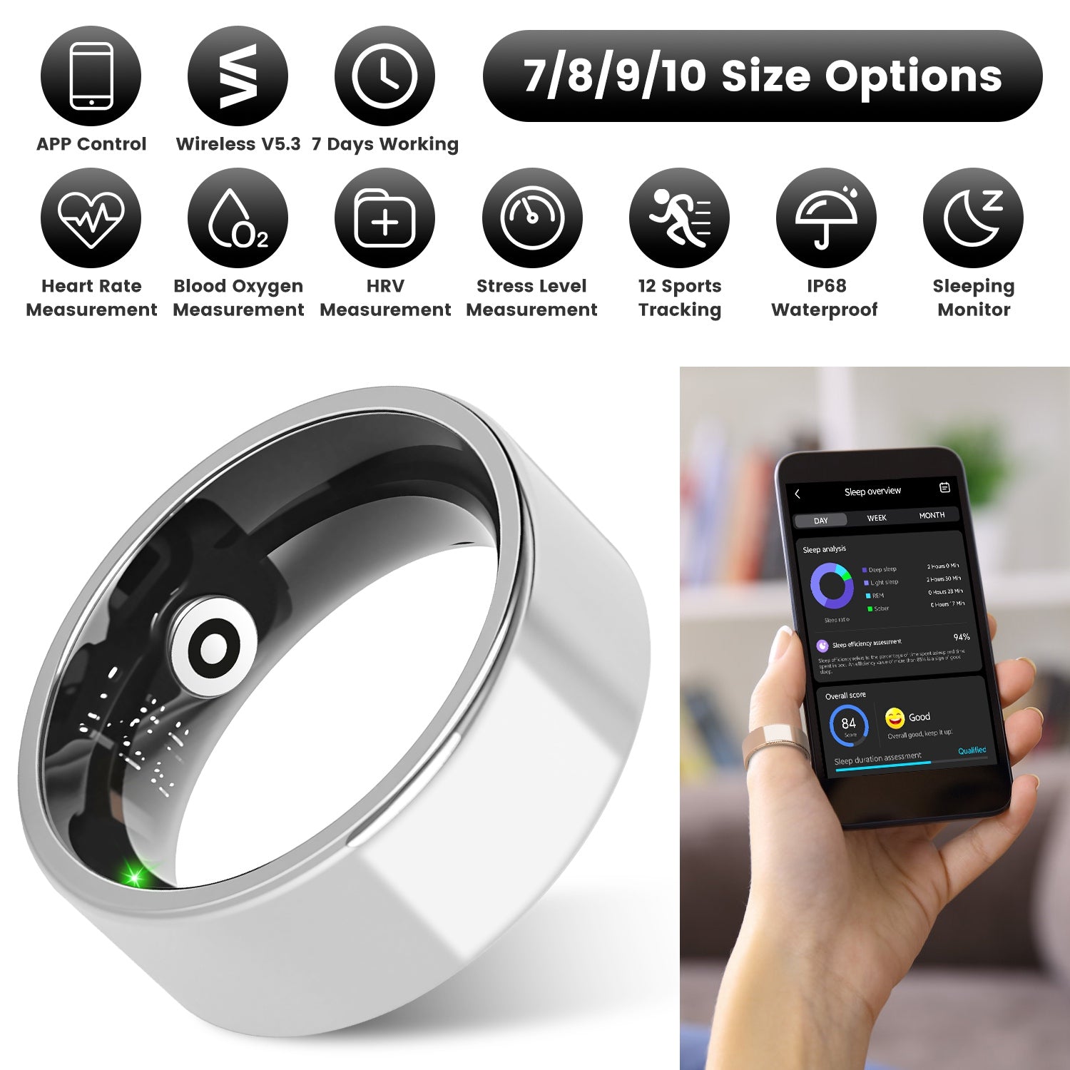 Titanium Elite Smart Ring: Comprehensive 24/7 Health & Wellness Tracker